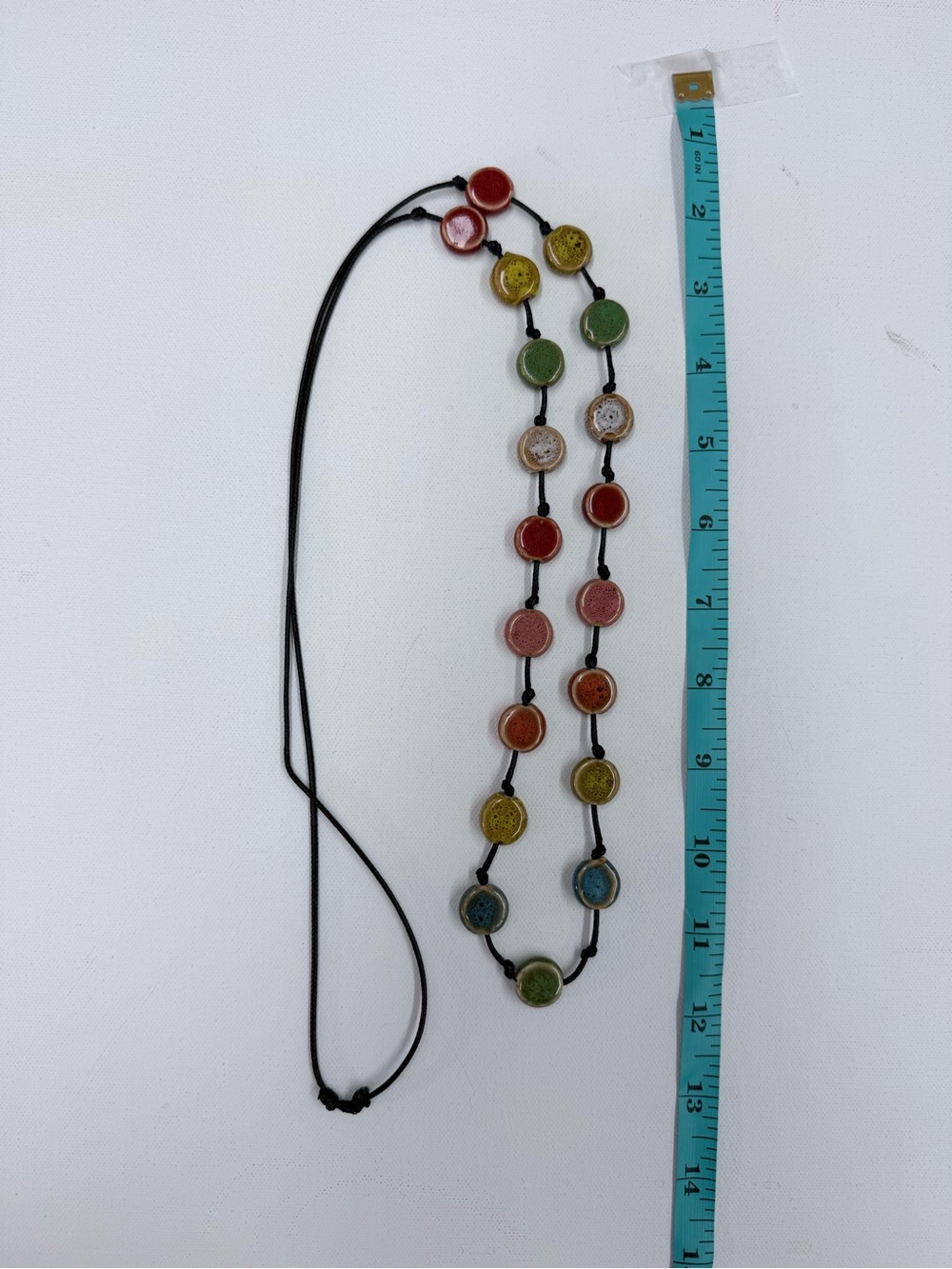 Multicolor Ceramic Disc Necklace - Adjustable